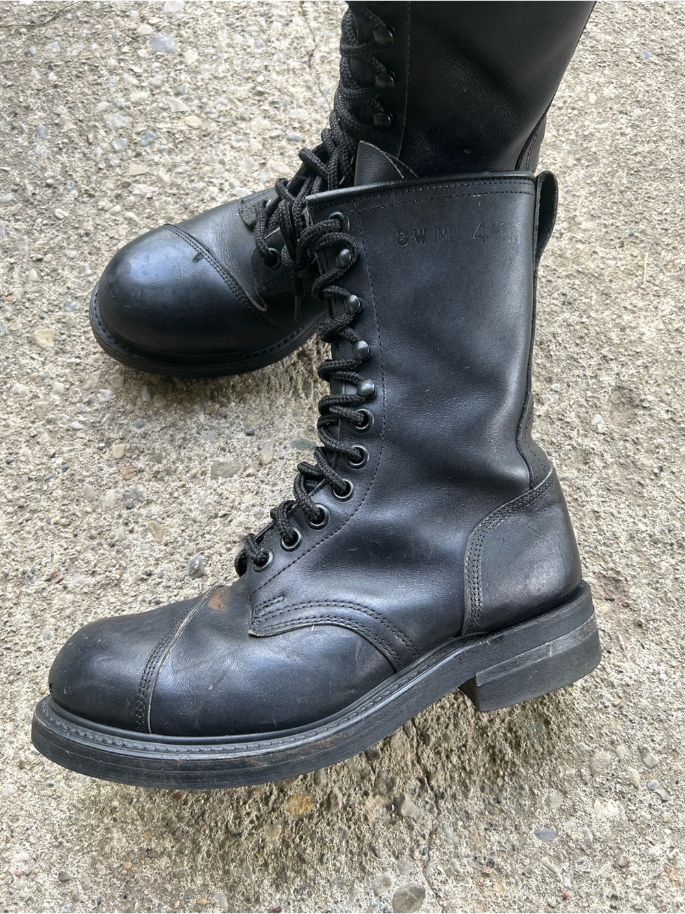 Biltrite Men's Black Leather Combat Boots Sz 8 W steel toe